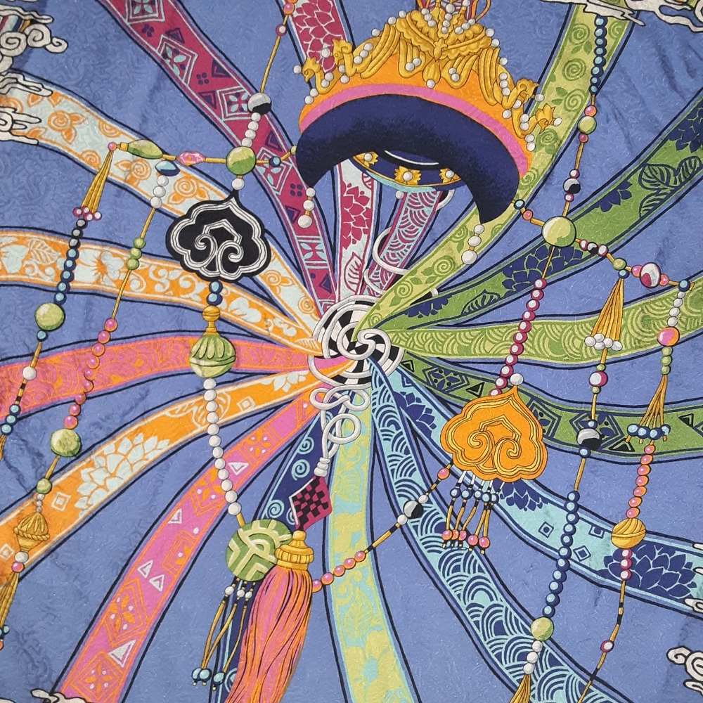 VINTAGE 70's - 90's FRENCH DESIGNER: LOUIS FERAUD HAND PRINTED SILK SCARF
